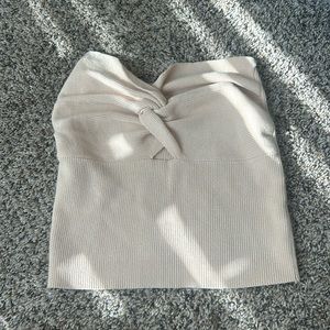 Beige knotted strapless top